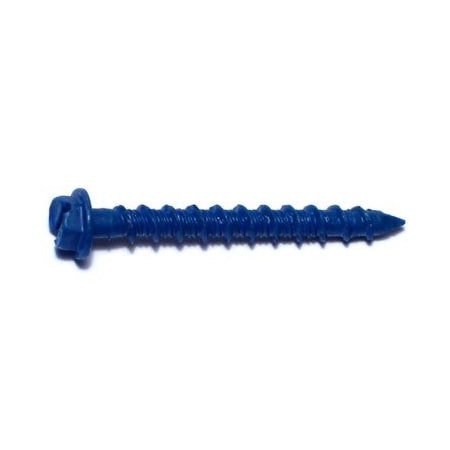 Red Head Tapcon Concrete Screw, 3/16" Dia., Hex, 1 3/4 in L, Steel Blue Ruspert, 100 PK 08110